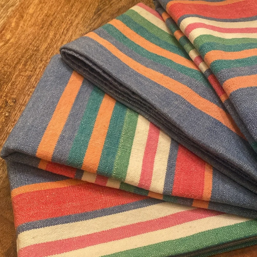 Set of 4 Colorful Striped Linen Napkins